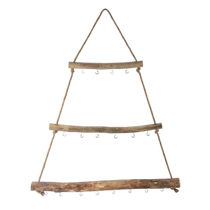 Holzleiter mit Haken, Dekoleiter, Leiter Tannenbaum, Wanddeko, Holzdekoration