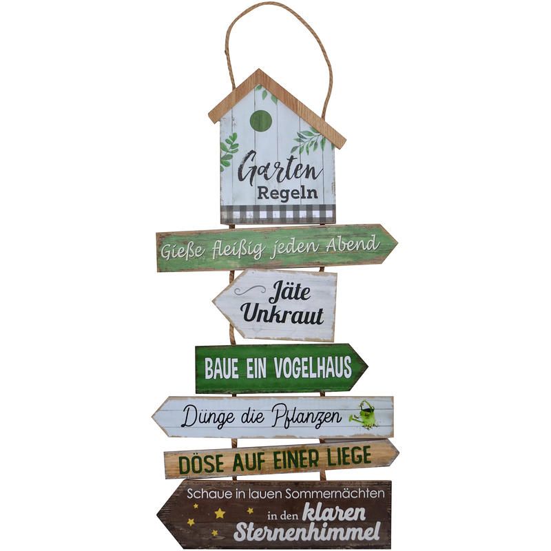Holzschild Gartenregeln, Dekoschild, Schild zum Hängen, Gartenschild