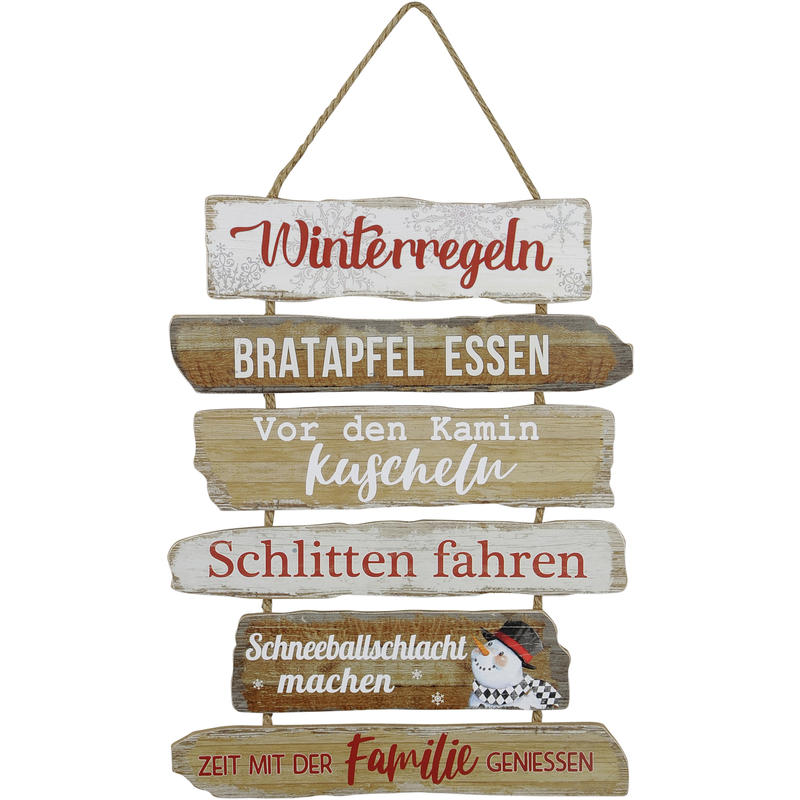 Holzschild Winterregeln