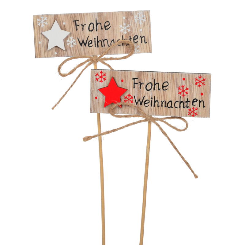 Holzstecker Frohe Weihnachten, Glckwnschstecker, Dekostecker Weihnachten