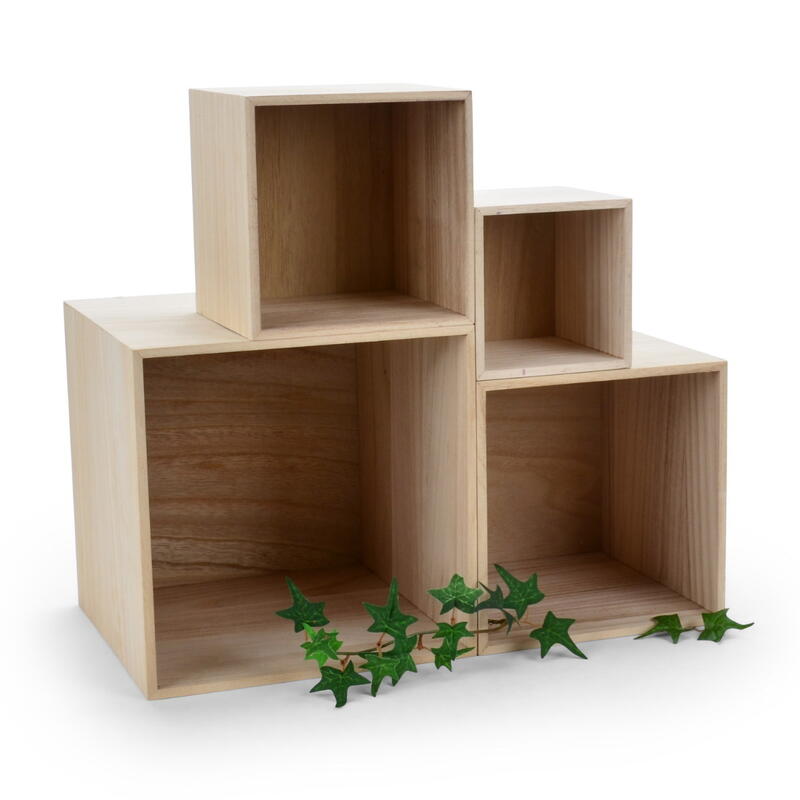 Holzw�rfel-Set, Holzkisten, Kisten aus Holz, Deko-Kisten 