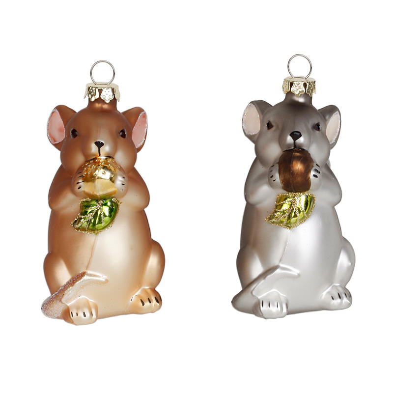 Produktbild von 4 Stück Filz Mäuse Christbaumschmuck - Niedliche Weihnachtsanhänger 13-17cm