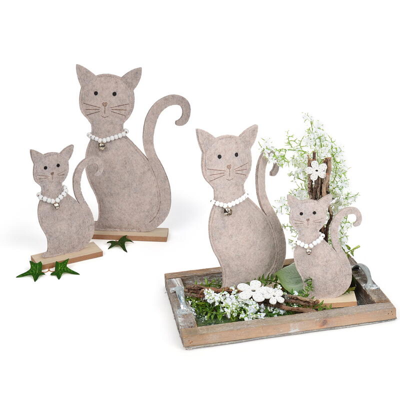 Katze Lilli aus Filz, Filzkatze, Deko-Katze, Aufsteller Katze