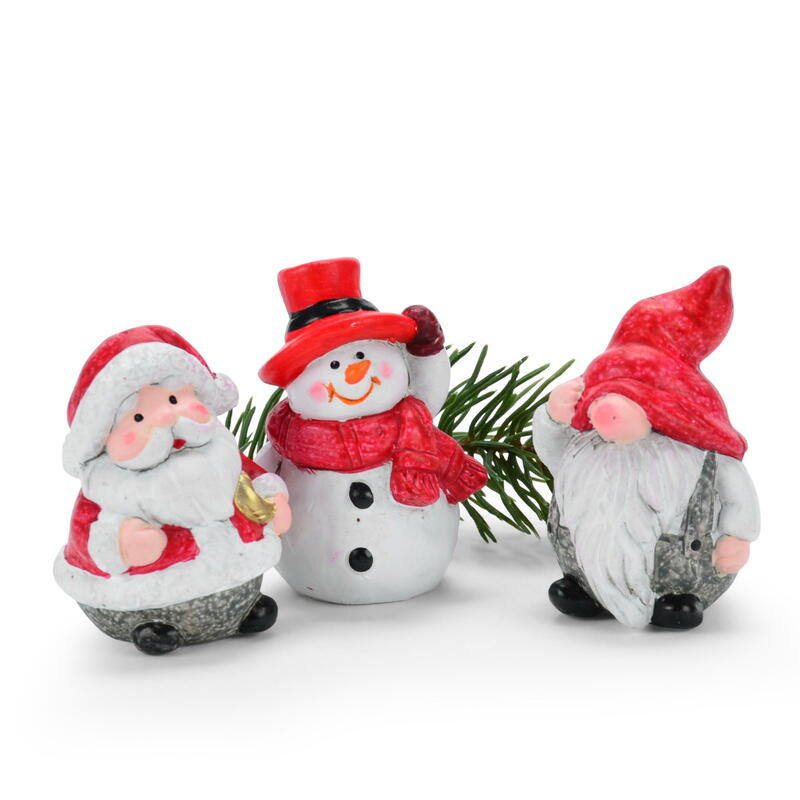 Keramik-Winterfiguren-Set, Keramik-Schneemann, Keramik-Nikolaus, Winterfiguren aus Keramik, Dekofiguren, Winterdeko