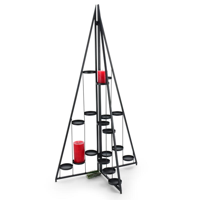 Kerzenhalter, Teelichthalter, Kerzenhalter-Pyramide, Kerzenhalter aus Metall, Kerzenhalter schwarz, Kerzenhalter fr Teelichter