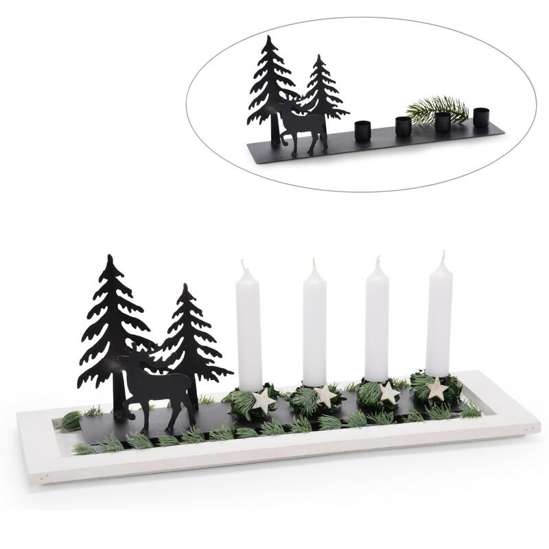 Kerzenhalter Wald, Adventsdeko, Adventkranz, Kerzenstnder, Metall-Kerzenhalter 