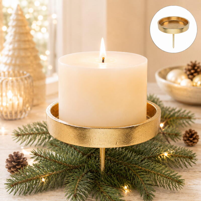 Kerzenstecker gold, Kerzenteller, Kerzenhalter, Kerzenpick, Kerzenhalter zum Stecken 