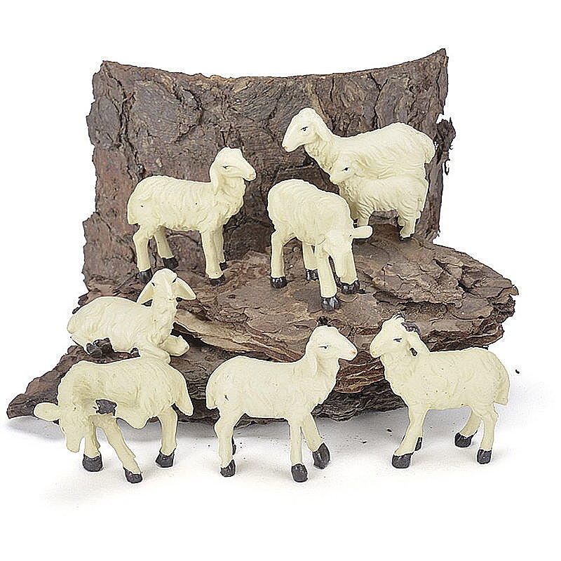 Tiere Schafe Schafherde mit Widder und Lamm 6 teilig für Figuren 10-12 cm 