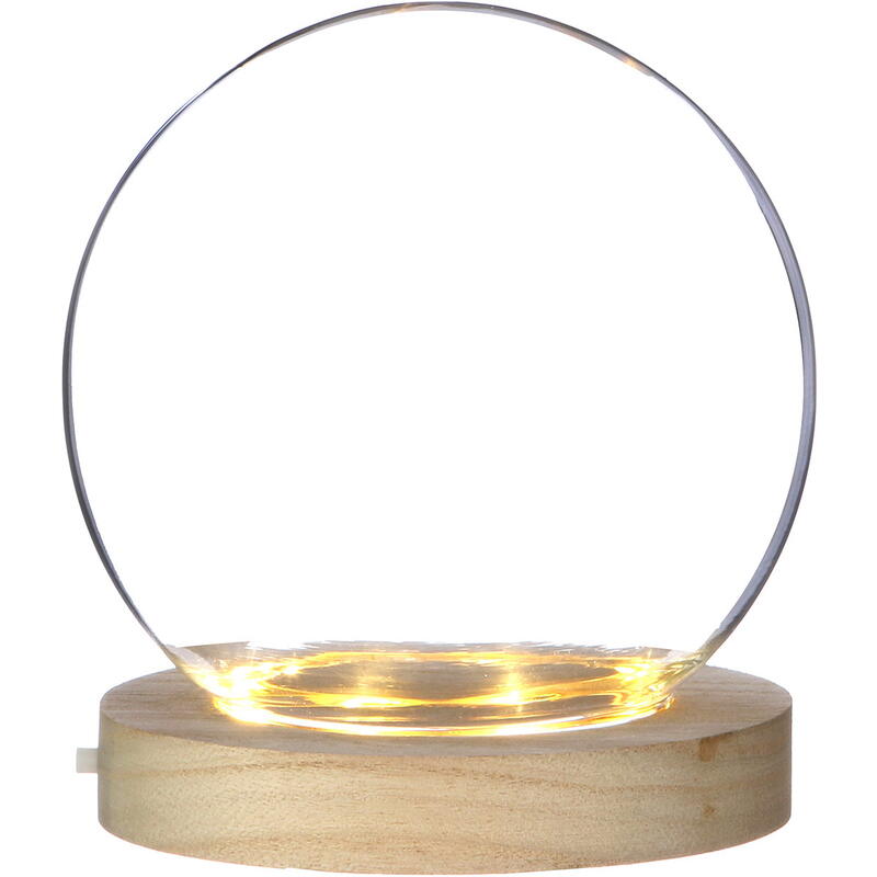 Kugelglas mit LED auf Holzfu