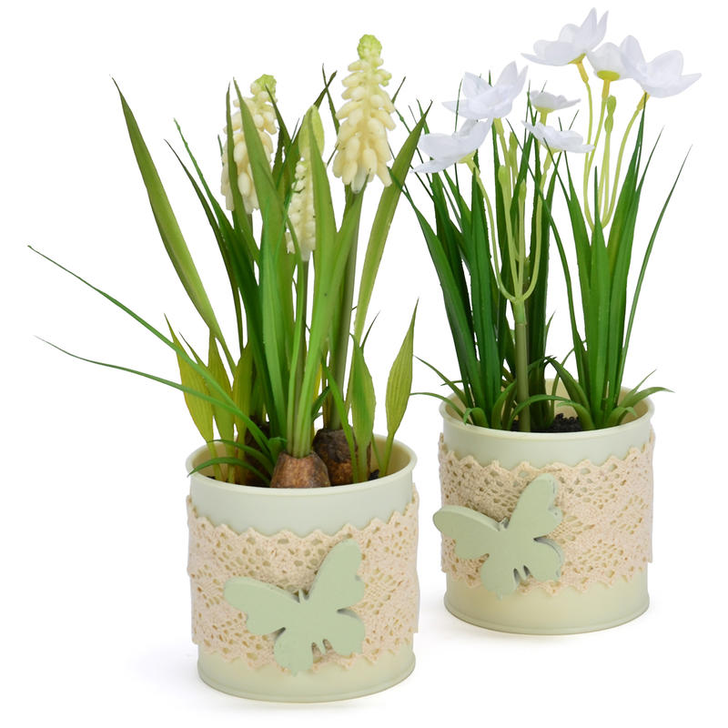 Kunstblumen Muscari und Narzisse im Topf, künstliche ... Kunstblumen Muscari und Narzisse im Topf, künstliche ...