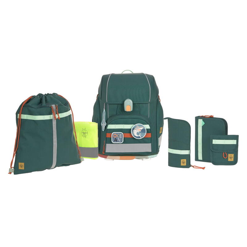 Lssig Boxy, 7-teilige Schulranzen-Set, Unique Ocean dark green