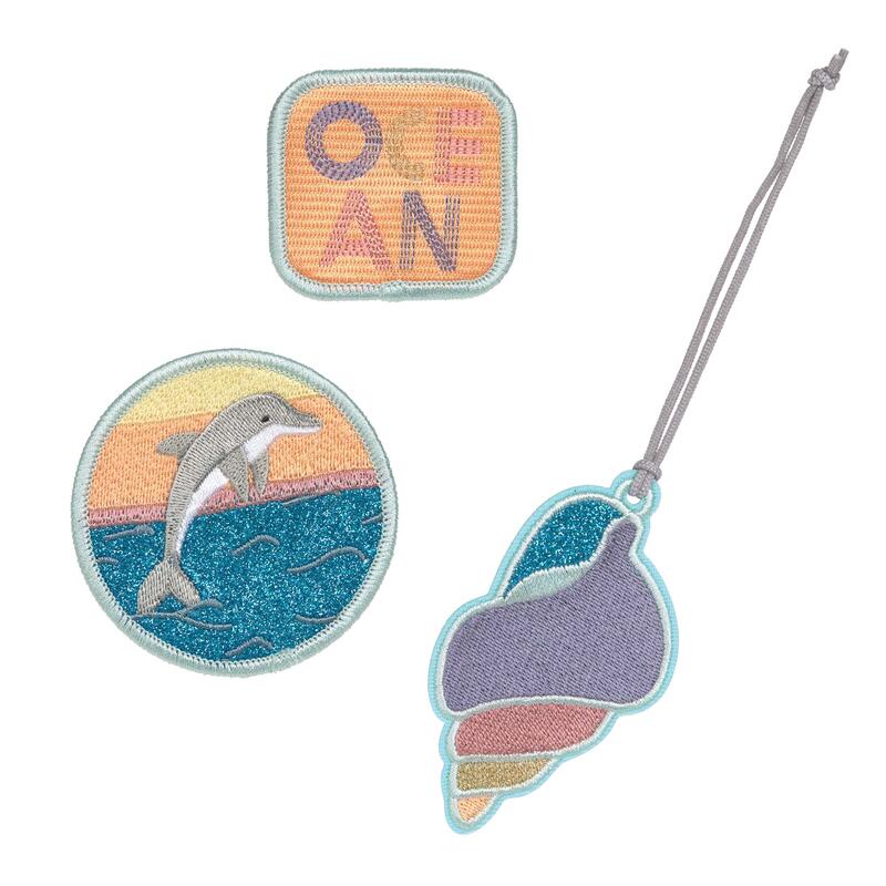 Lssig School Patches-Set, 3-teilig, 2 Patches + 1 Anhnger, Dolphin Ocean Edition