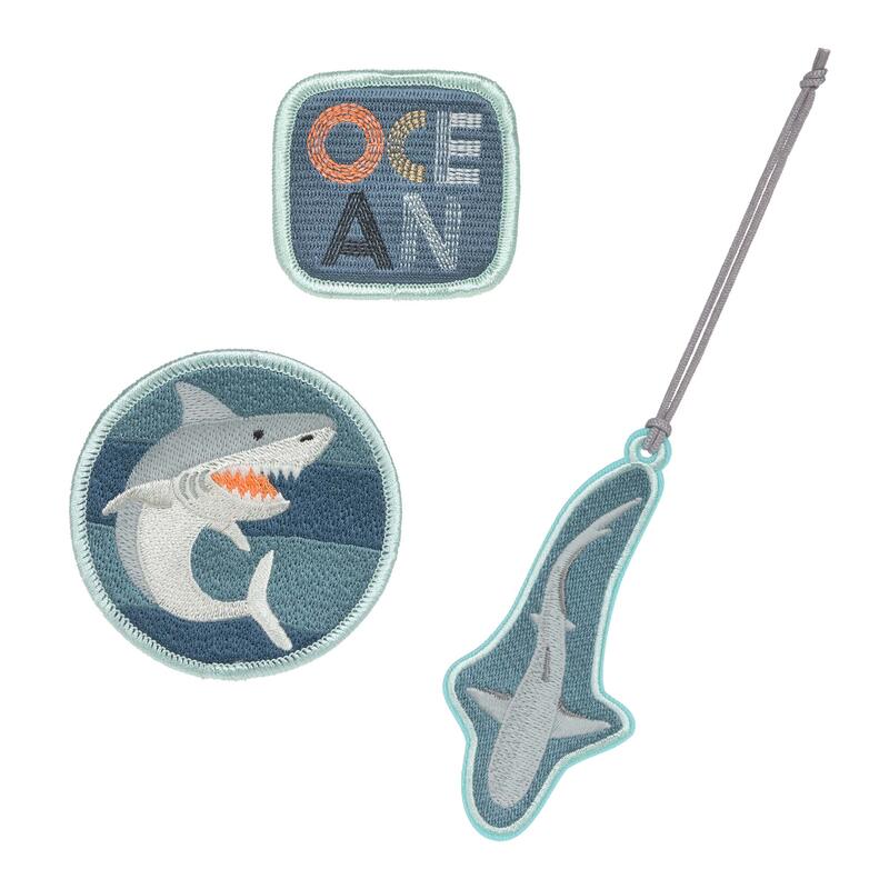 Lssig School Patches-Set, 3-teilig, 2 Patches + 1 Anhnger, Shark Ocean Edition