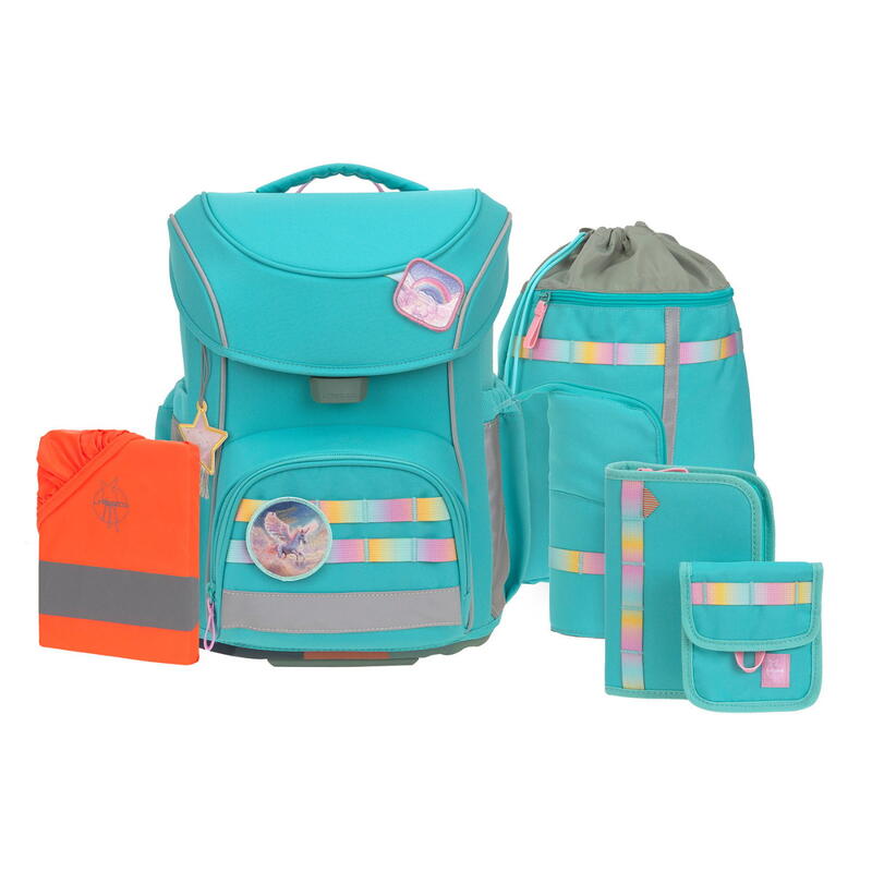 L�ssig-Slim, 7-teiliges Schulranzen-Set, Slim Unique turquoise