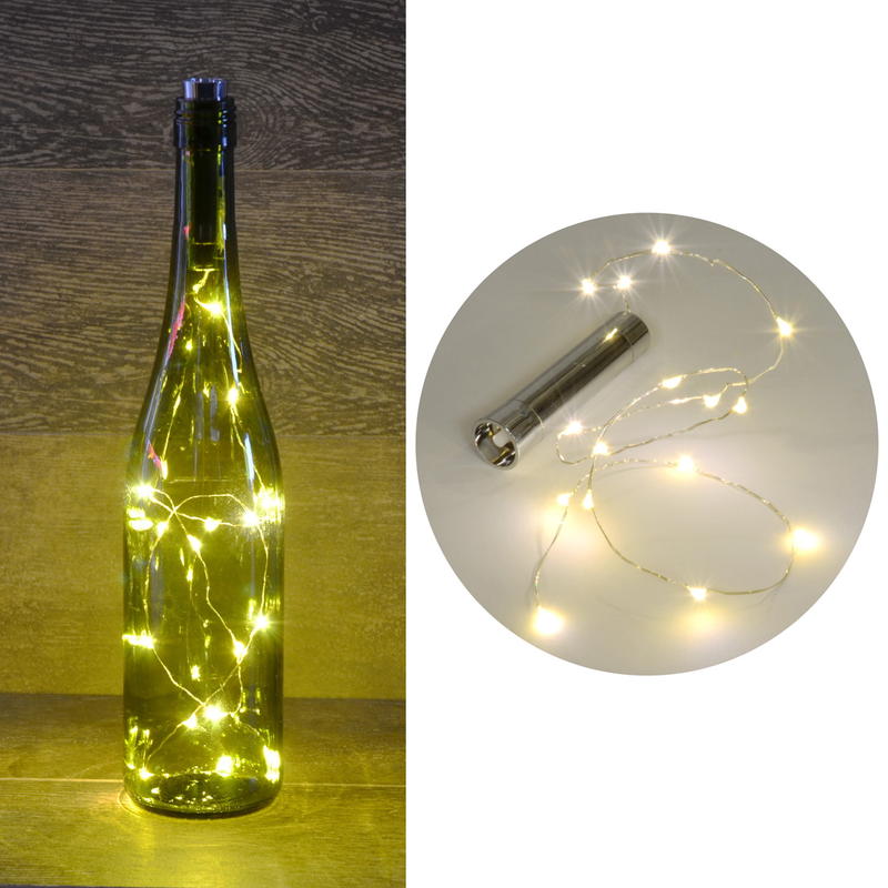 LED Flaschenlicht silber, LED Korken mit Lichterkette, LED Beleuchtung Flasche