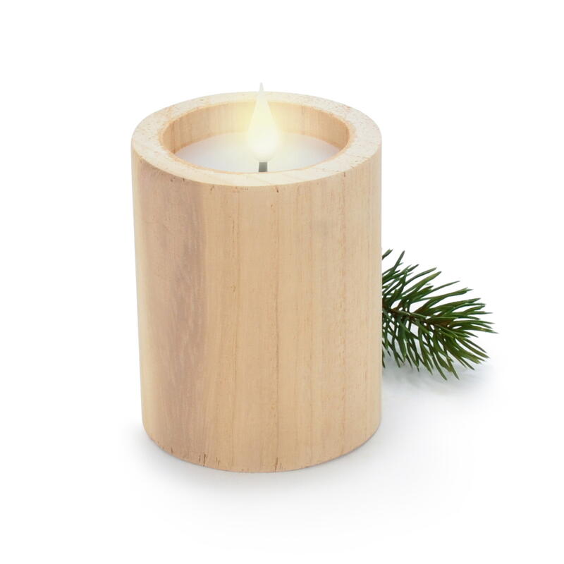 LED-Holzs�ulenkerze, LED-Kerze, Holzkerze LED, Kerze LED, LED-Kerze flackernd