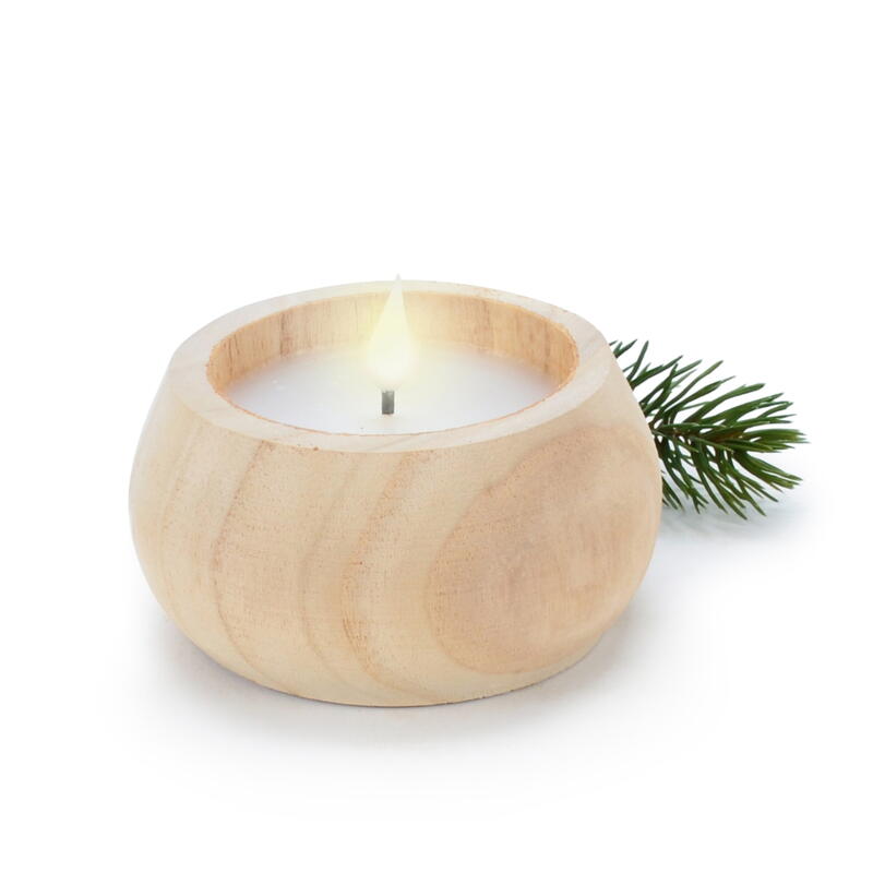 LED-Holzschalenkerze, Holz-LED-Kerze, LED-Kerze Holz, Kerze LED, LED-Kerze flackernd