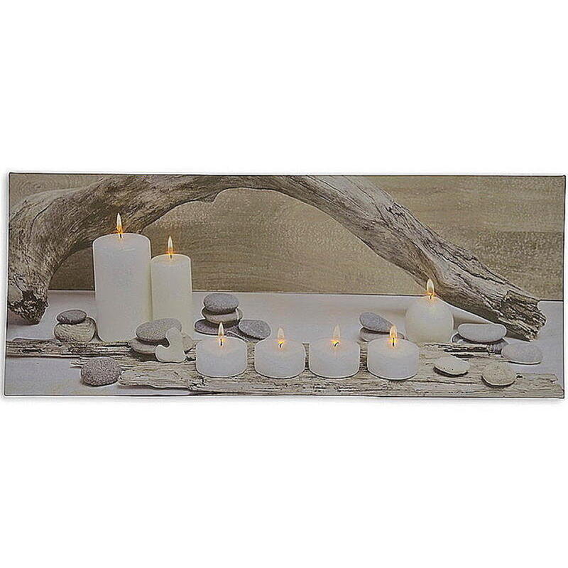 LED Leinwand Stimmungsbild See und Kerzen, LED Bilder