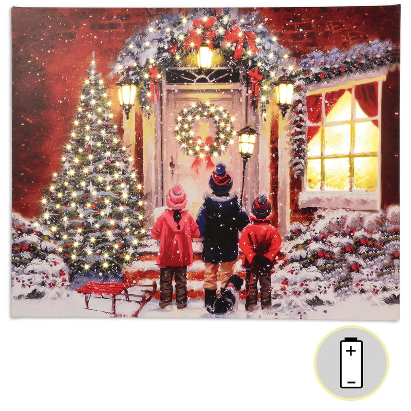 LED Winterlandschaft 40 x 30 x 1,5cm Wandbild Bild Leinwand Weihnachten 
