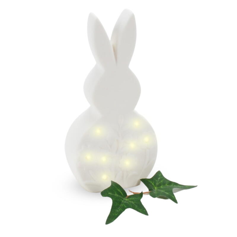 LED-Porzellanhase, Hase aus Porzellan, Osterhase, Hase, Osterdeko, Keramik-Hase, beleuchteter Hase