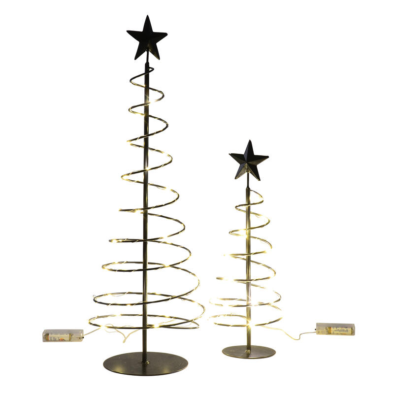 LED-Tanne, schwarz, Metall H 60 x � 20 cm