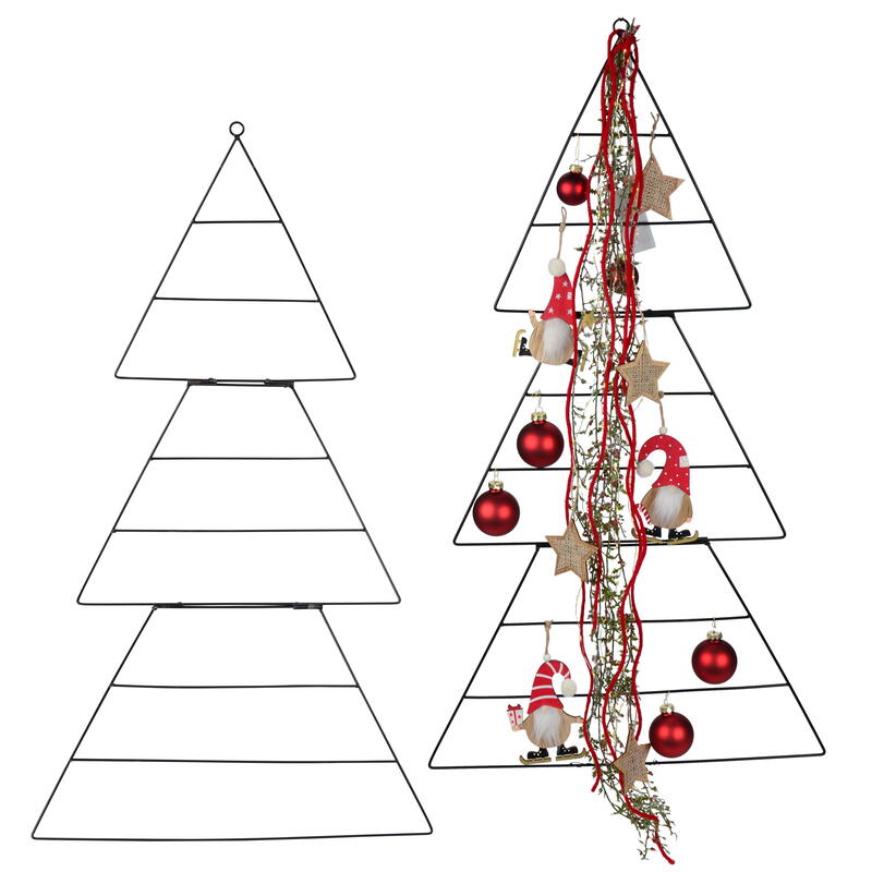 Metall-Baum zum Hängen schwarz, Tannenbaum aus Metall faltbar, Dekobaum, Weihnachtsdeko, Adventsdeko
