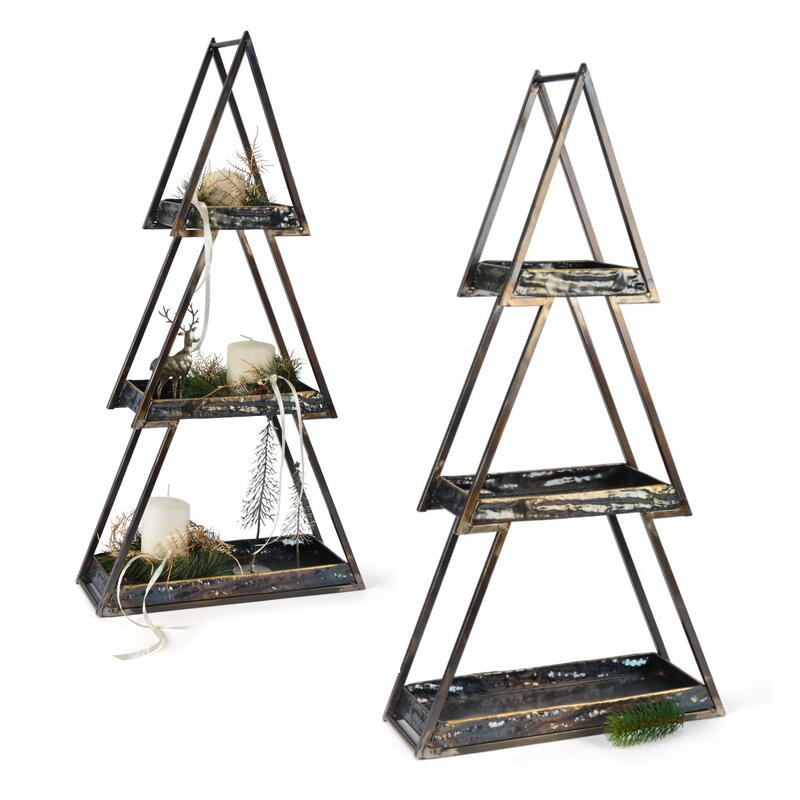Metall-Baumregal, Regal aus Metall, Baum aus Metall, Dekobaum, Dekotanne,Tanne aus Metall, Metall-Etagere Tanne, Weihnachtsdeko