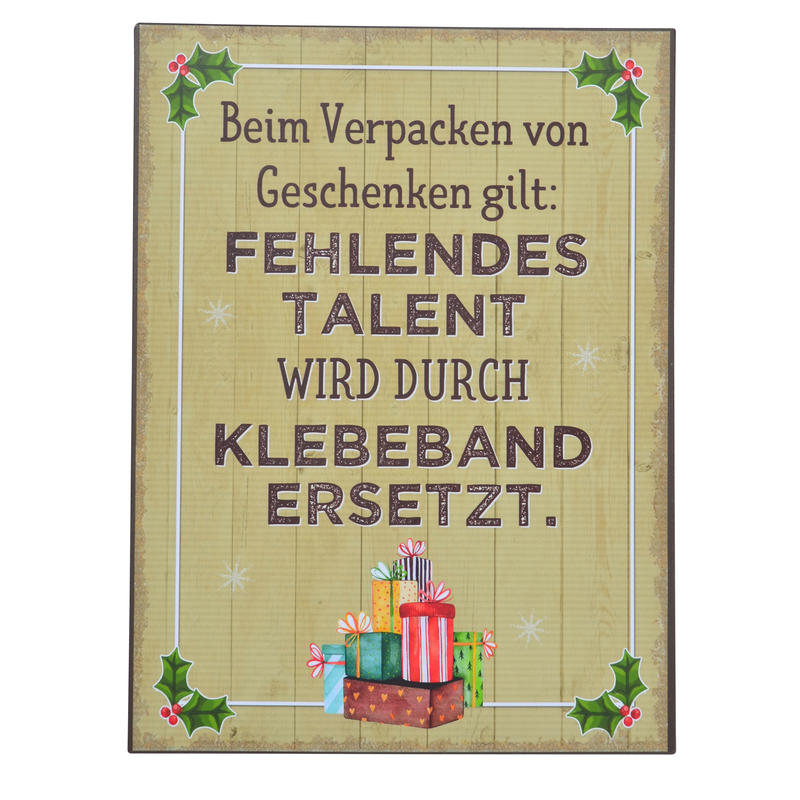 Metall-Schild Beim Verpacken von Geschenken.., Blechschild, Schild mit Spruch, Wand- und Trdeko, Weihnachten