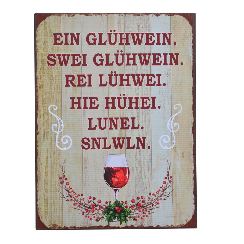 Metall-Schild - Ein Glhwein.., Blechschild, Schild mit Spruch, Wand- und Trdeko, Weihnachten