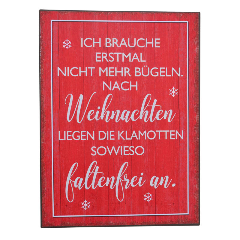 Metall-Schild - Ich brauche erstmal nicht mehr bgeln..., Blechschild, Schild mit Spruch, Wand- und Trdeko, Weihnachten