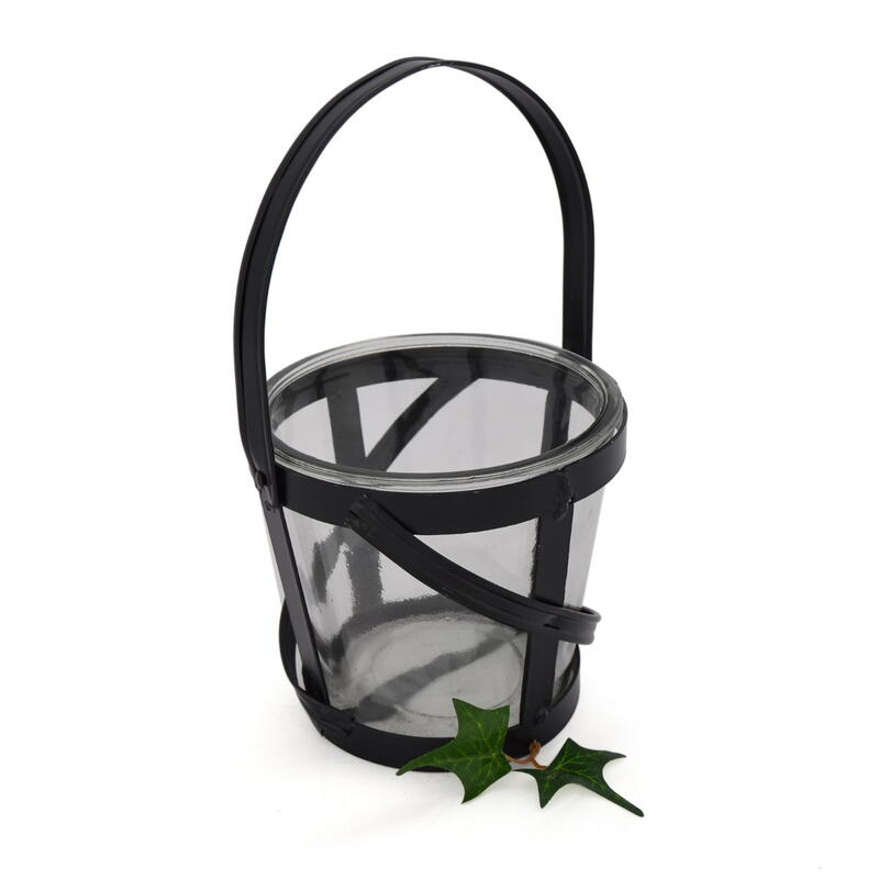 Metall-Windlicht mit Glas, Kerzenglas, Windlicht aus Metall, Deko-Glas, Kerzenhalter, Gartendeko, Metalldeko