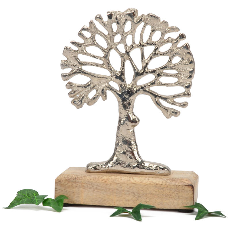 Metallbaum auf Holzfu, Aufsteller, Baum des Lebens, Lebensbaum