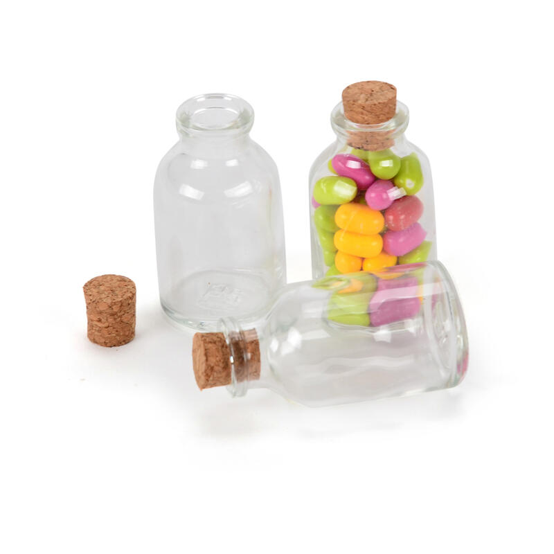 Mini-Glasflasche mit Korken, Gastgeschenk zur Hochzeit