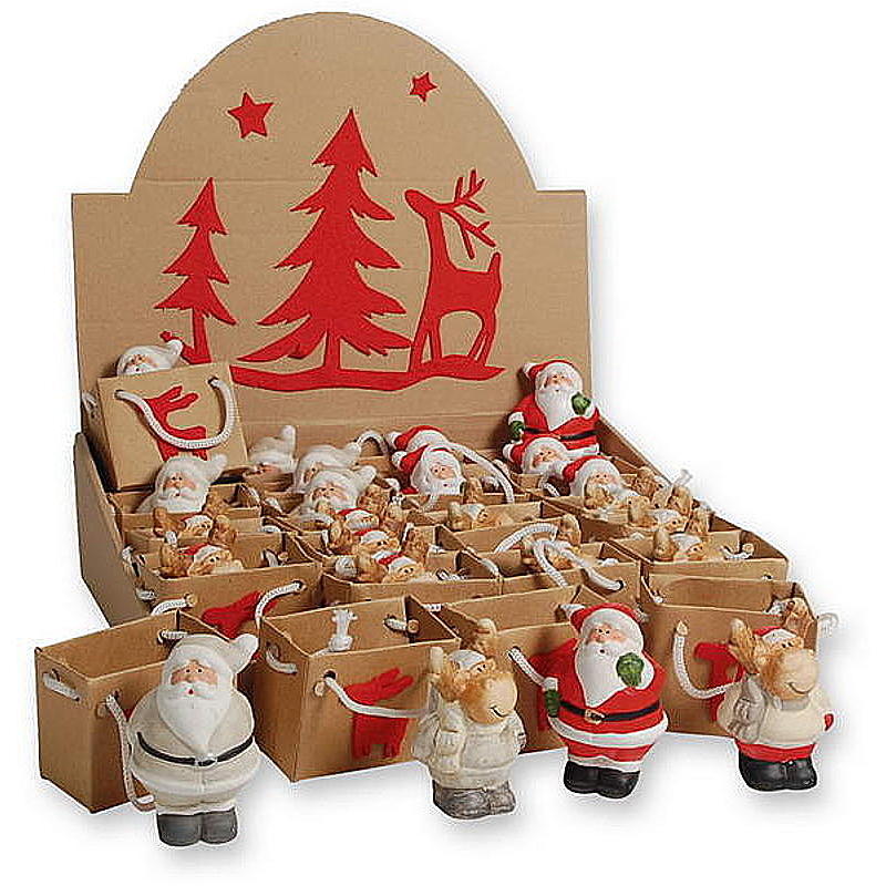 Miniatur Weihnachtsmann mit Schlitten  8 cm NEU Weihnachtsfigur Tischdekoration 