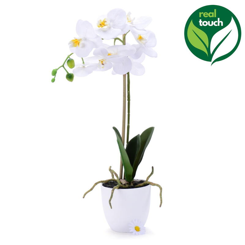 Orchidee im Topf, knstliche Orchidee getopft, Kunstblume, Kunstpflanze, Dekotopf Orchidee