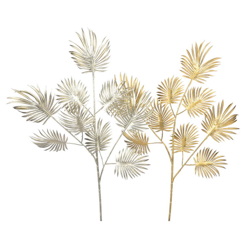 Palmblatt-Zweig gold und champagner, Palm leaf, künstliches Palmblatt, Deko-Zweig, Kunstblume, Kunstpflanze, künstlicher Zweig
