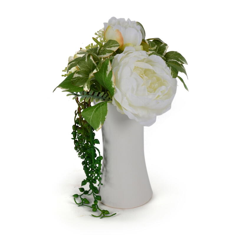 Pfingstrosen-Arrangement, Gesteck, Vase mit Seidenblumen, Kunstblumen in  Vase, künstlicher Blumenstrauß in Vase günstig online bestellen