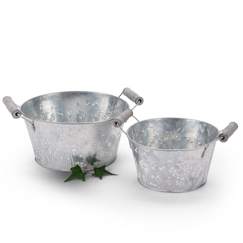 Pflanzwanne Pussella, Zink-Pflanzwanne, Pflanzjardiniere aus Zink, Zinkwanne, Pflanztopf, Metall-Pflanzgef��