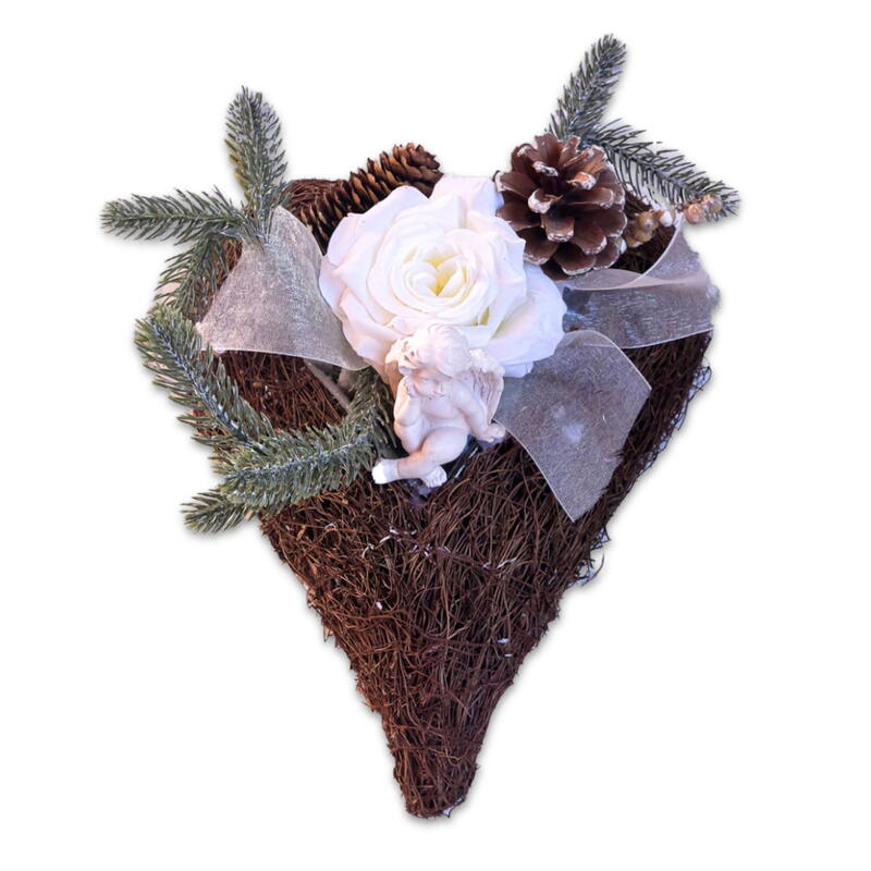 Rebenherz, Reben-Herz, Grabschmuck, Grabherz, Grabgesteck, Trauerherz
