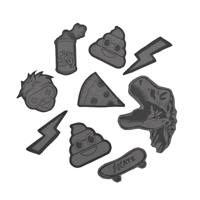 Reflektierendes Sticker-Set StickyRicky, black, selbstklebende Textil-Sticker