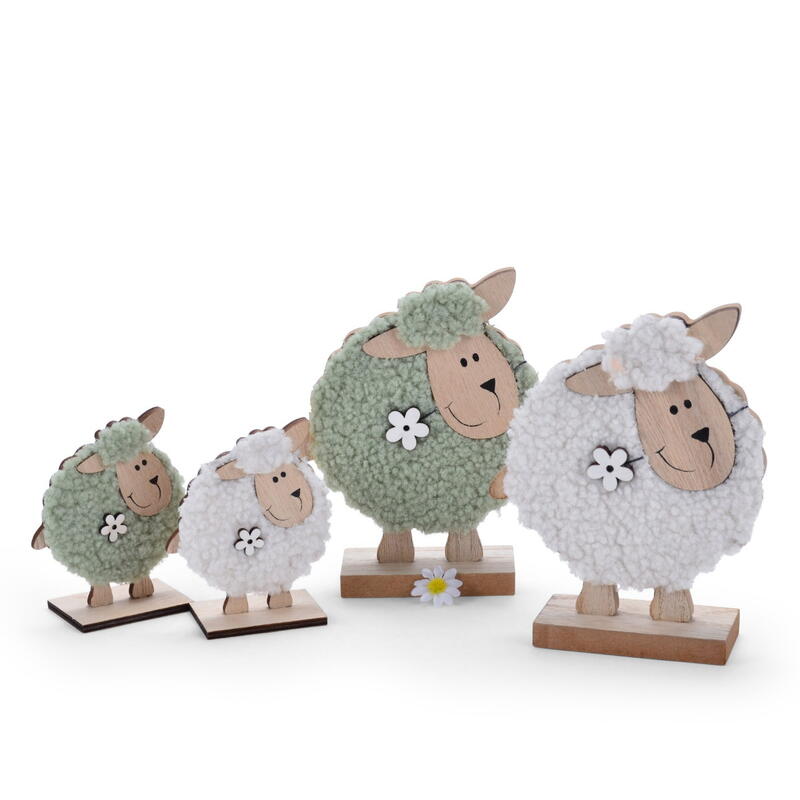 Schaf, Holzschaf Dolly, Dekoschaf, Schaf mit Fell, Fr�hjahrsdeko, Fr�hlingsdeko