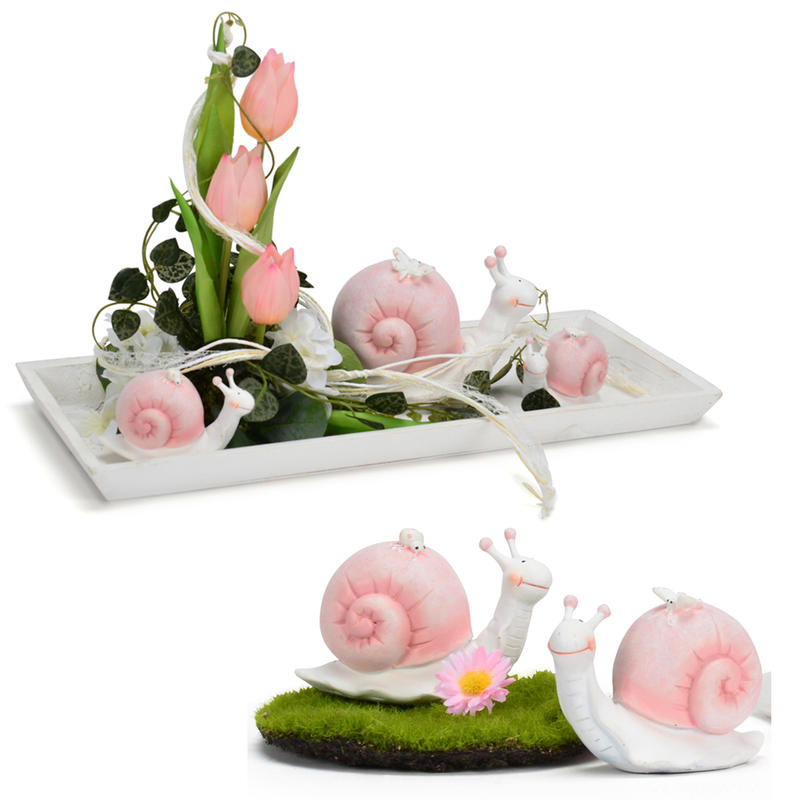 Schnecke Mimi rosa-weiß, Dekofigur, Frühlingsdeko