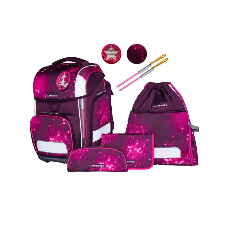 Schneiders Ergolite, Schulranzen-Set 9-teilig, Berry Cosmos