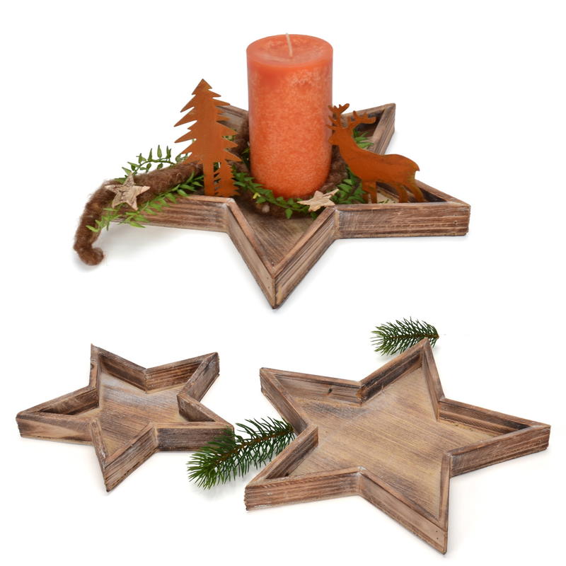 Sterntablett, Holzschale, Holzstern, Weihnachtsdeko