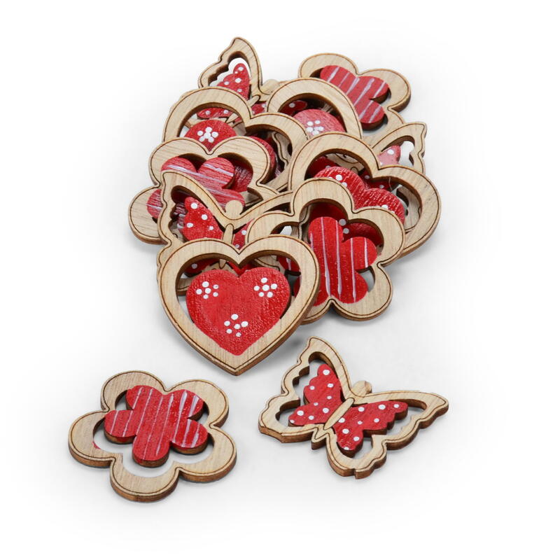 Streu-Mix, Herzstreuer, Bl�ten zum Streuen, Schmetterlinge zum Streuen, Streuartikel Fr�hling, Holzstreuer, Fr�hlingsstreuer 