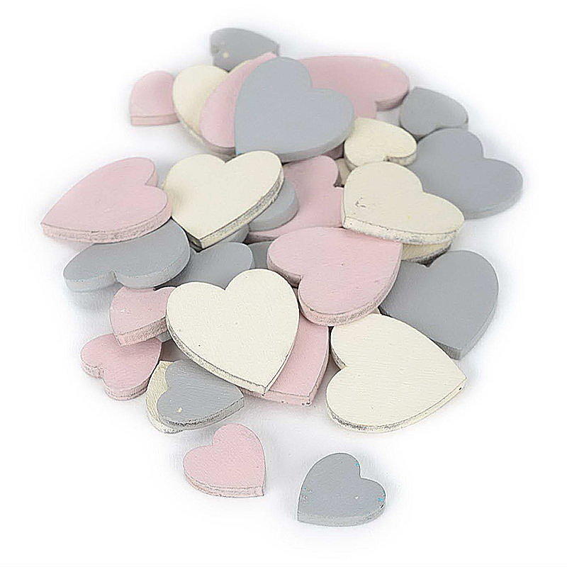 Streuherzen Holz Grau Creme Rosa Gunstig Online Bestellen
