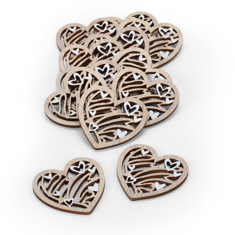 Streuherzen Krypto, Herzen zum Streuen, Holzherzen, Herzdeko, Streuartikel Herz, Hochzeitsstreuer, Dekoherzen