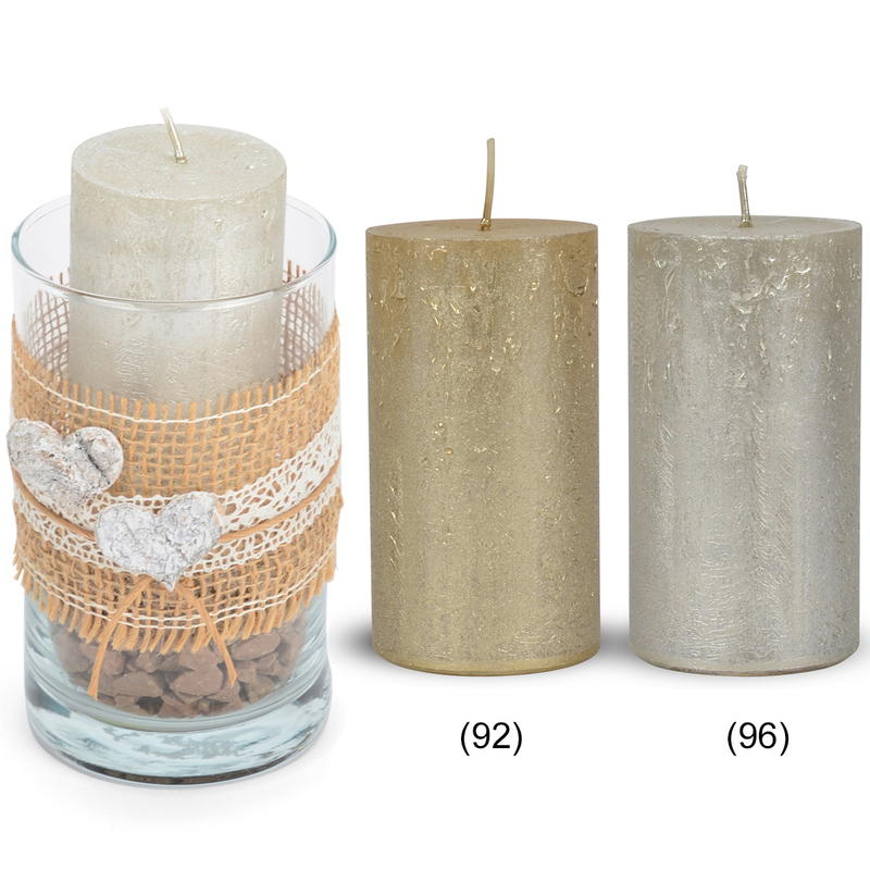 Rustik-Stumpenkerze Gold-metallic – 10 Cm Hoch, 7 Cm Ø, 33 H Brenndauer – Edle Kerze Aus Europäischer Produktion, Für Stilvolle Tischdekoration Stumpenkerze Gold Metallic