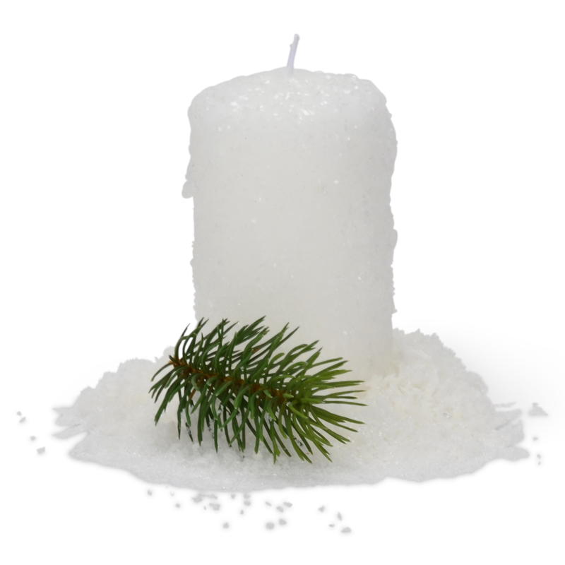 Stumpenkerze Schnee, Kerze, Winterkerze, Adventskerze, Weihnachtskerze