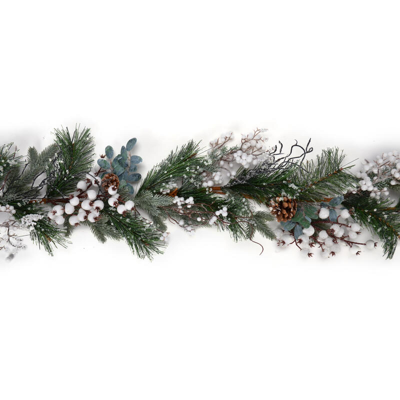 Tannen-Kiefergirlande mit Beeren, künstliche Girlande, Wintergirlande, Winterdeko, Weihnachtsdeko